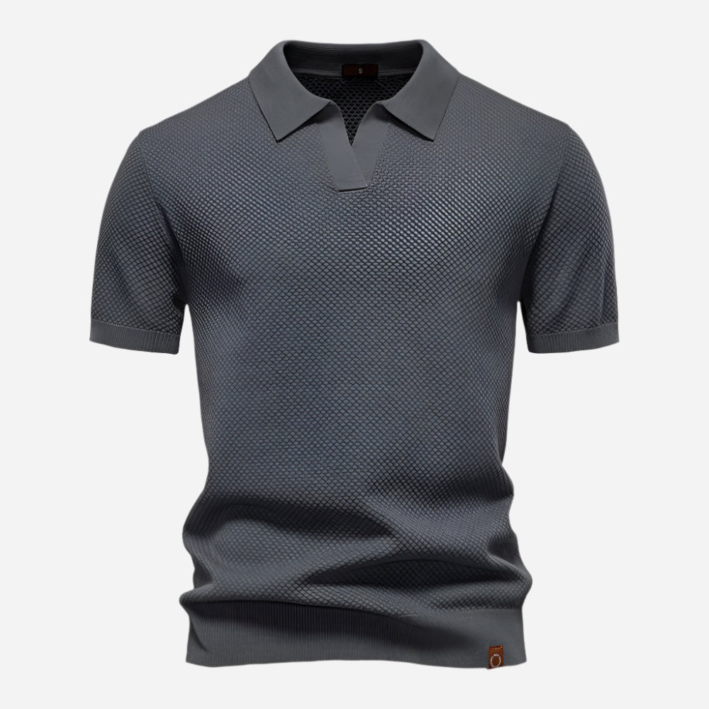 Felipe | Polo de Punto Manga Corta Hombre Cuello Abierto Texturizado