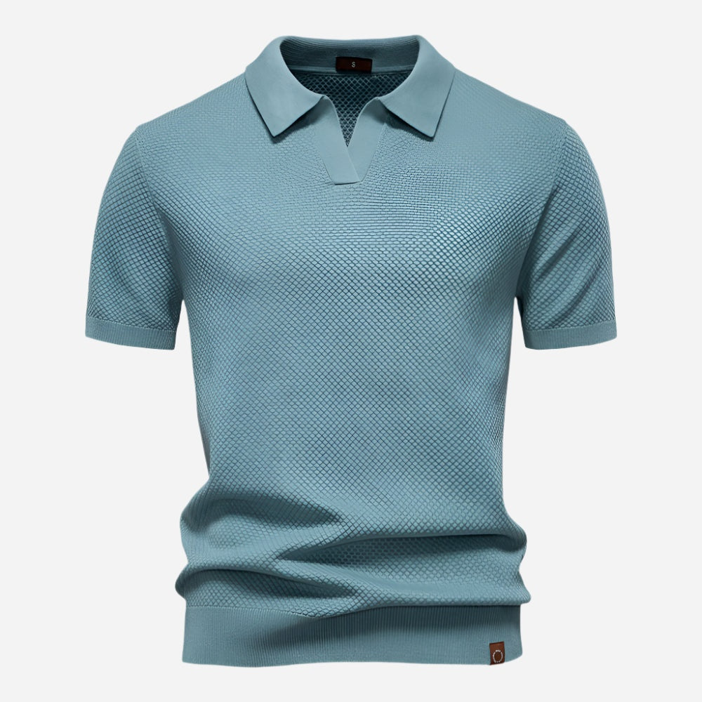 Felipe | Polo de Punto Manga Corta Hombre Cuello Abierto Texturizado