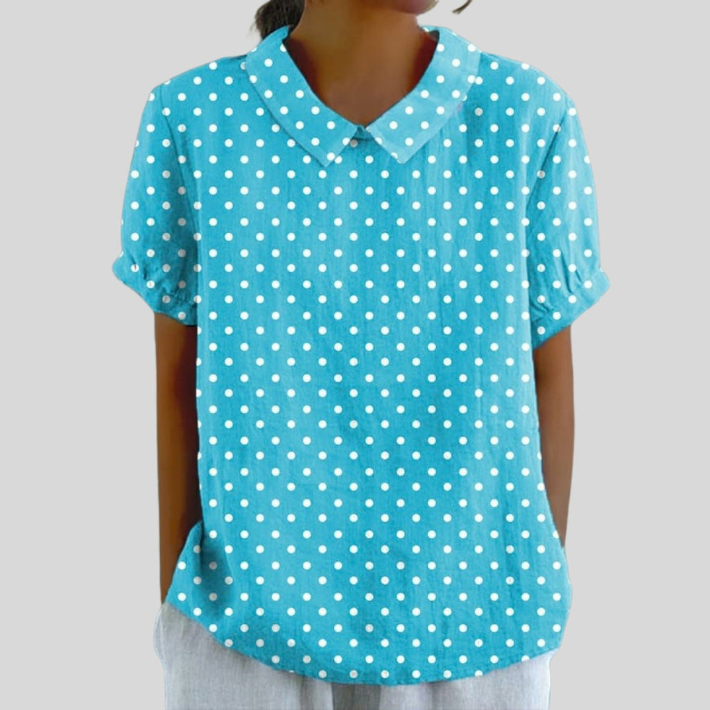 Gloria | Blusa Estampado Floral de Manga Corta Mujer Cuello Clásico