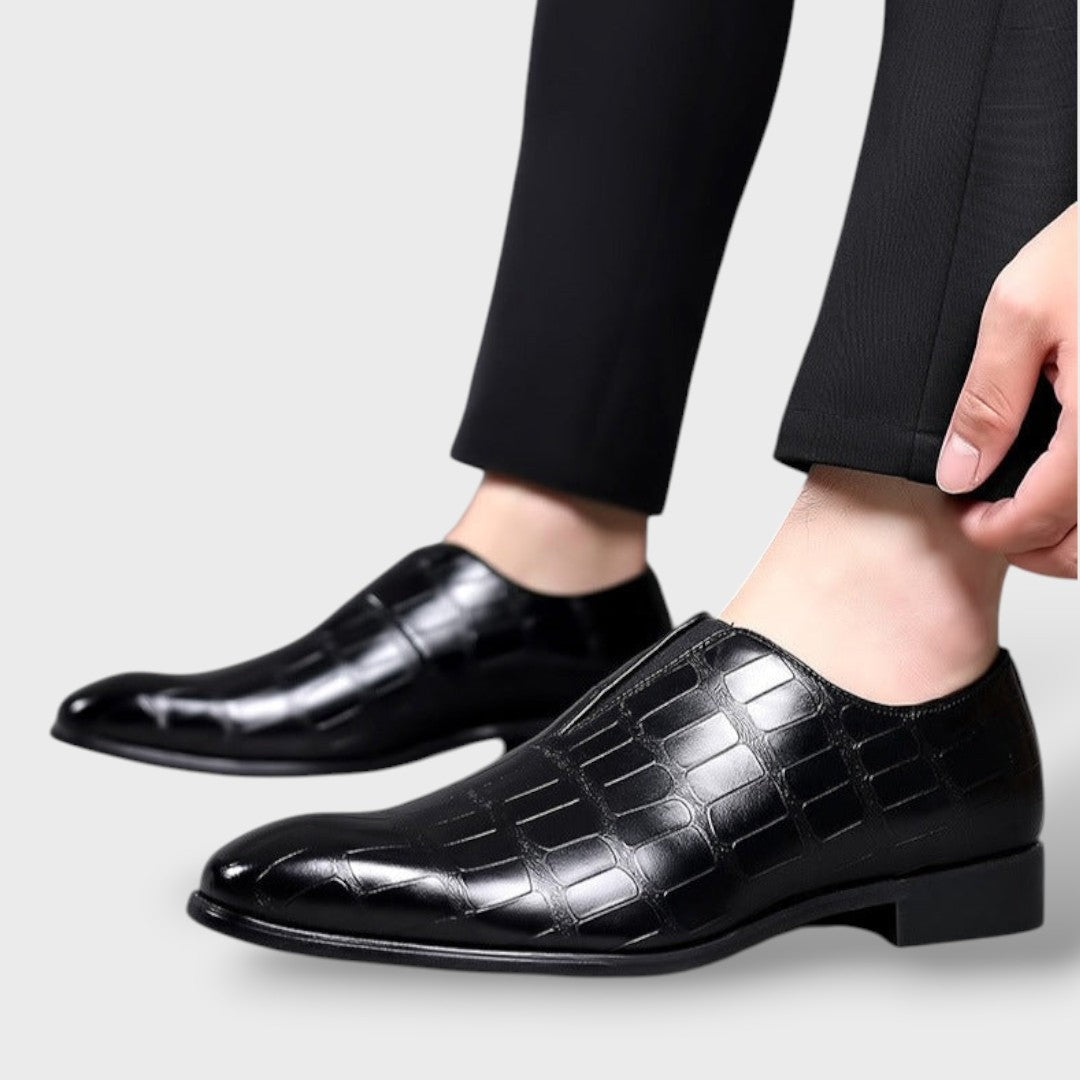 Gonzalo | Mocasines de Cuero Textura Cocodrilo Hombre Slip-On