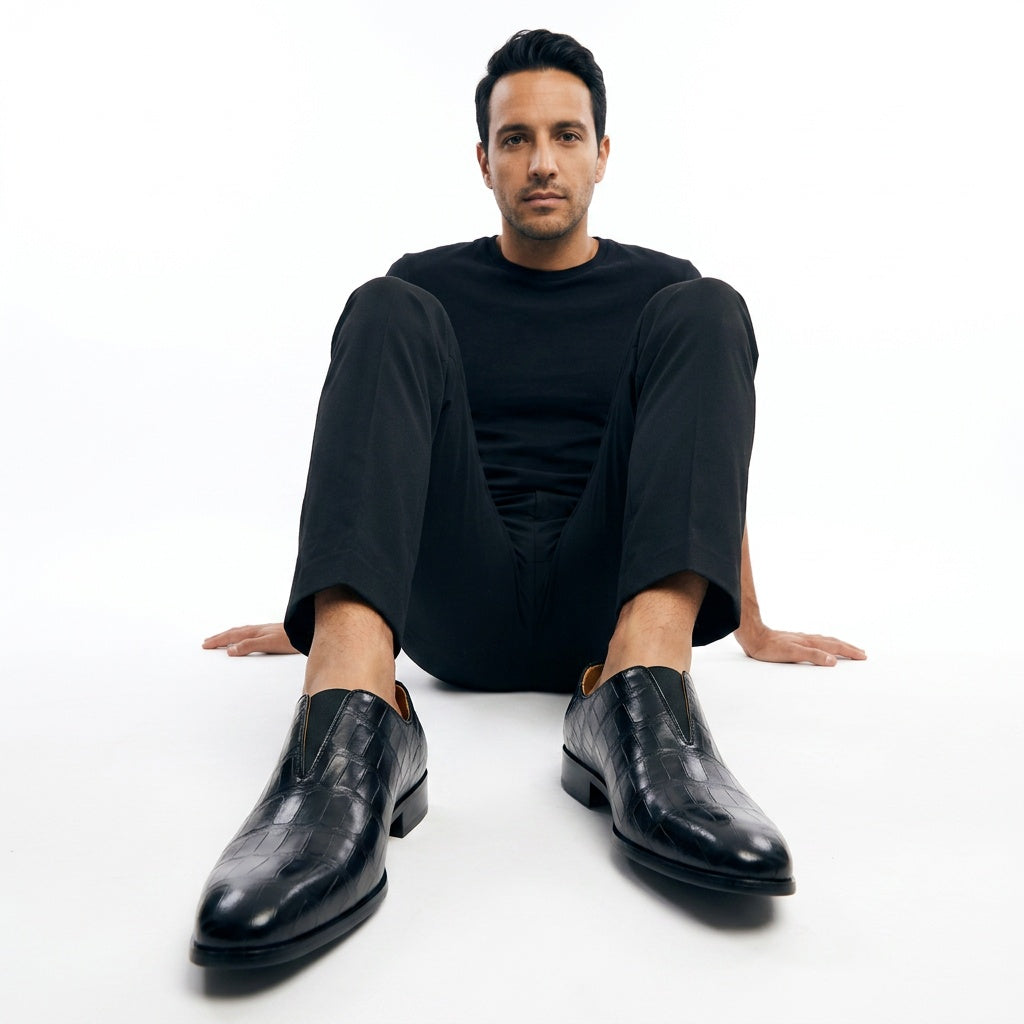 Gonzalo | Mocasines de Cuero Textura Cocodrilo Hombre Slip-On