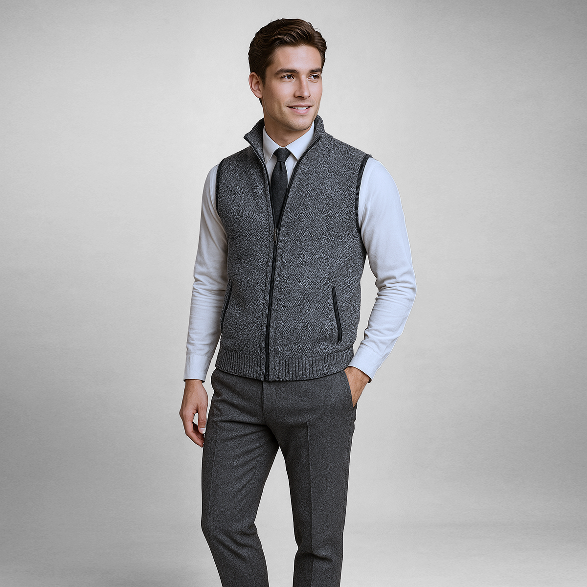 Nuvara | Guillermo | Chaleco de Punto con Cremallera Hombre Cuello Alto