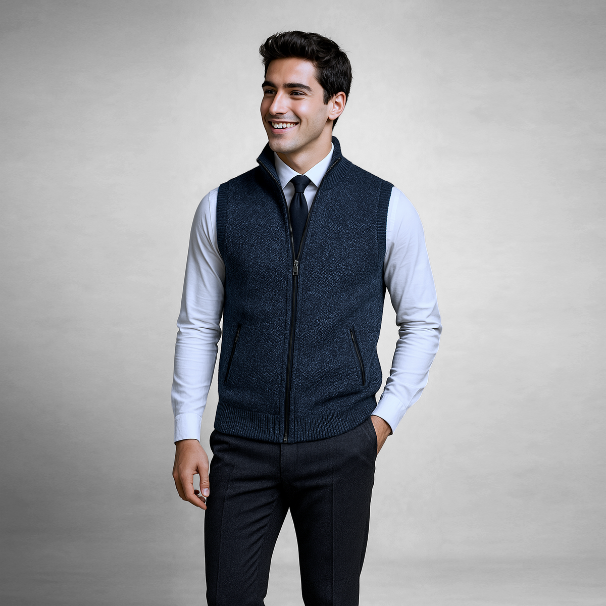 Nuvara | Guillermo | Chaleco de Punto con Cremallera Hombre Cuello Alto