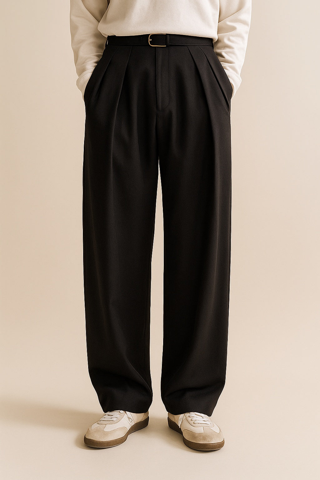 Guillermo | Pantalón de Pinzas Pierna Ancha Hombre Cintura Alta