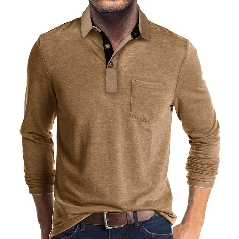 Guillermo | Polo de Manga Larga Hombre Cuello Solapa Bolsillo