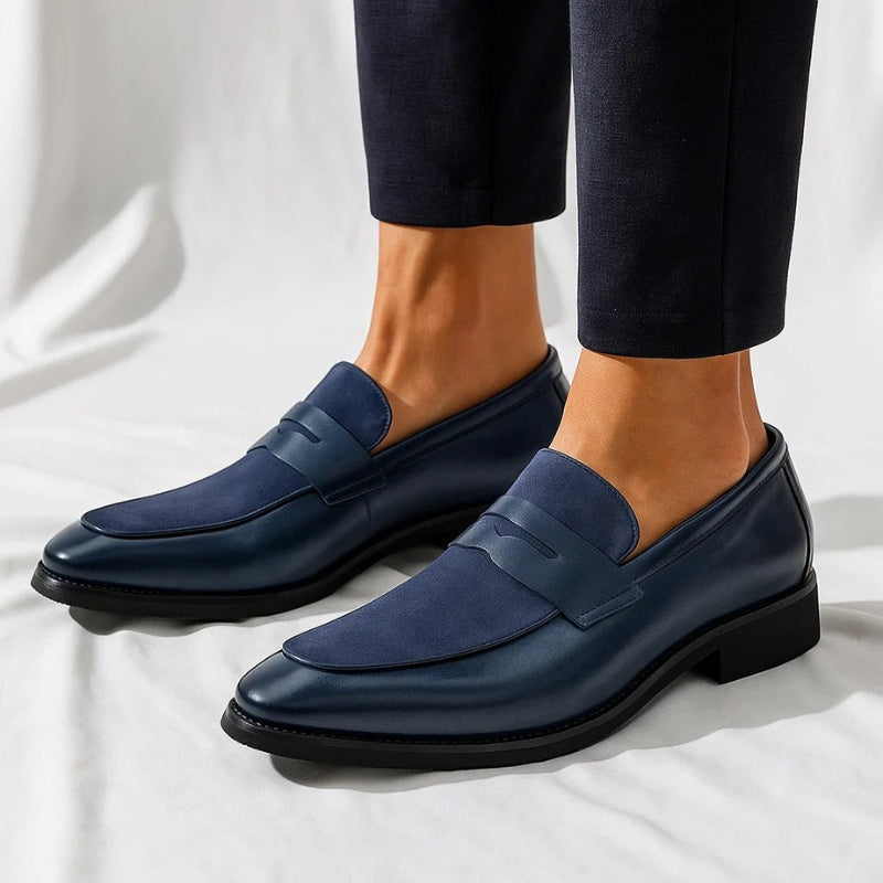 Ignacio | Mocasín de Cuero y Ante Penny Hombre Punta Fina