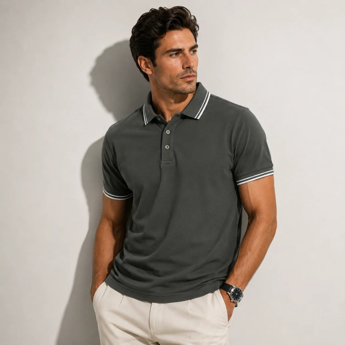 Iker | Polo de Algodón de Manga Corta Hombre Cuello Contraste
