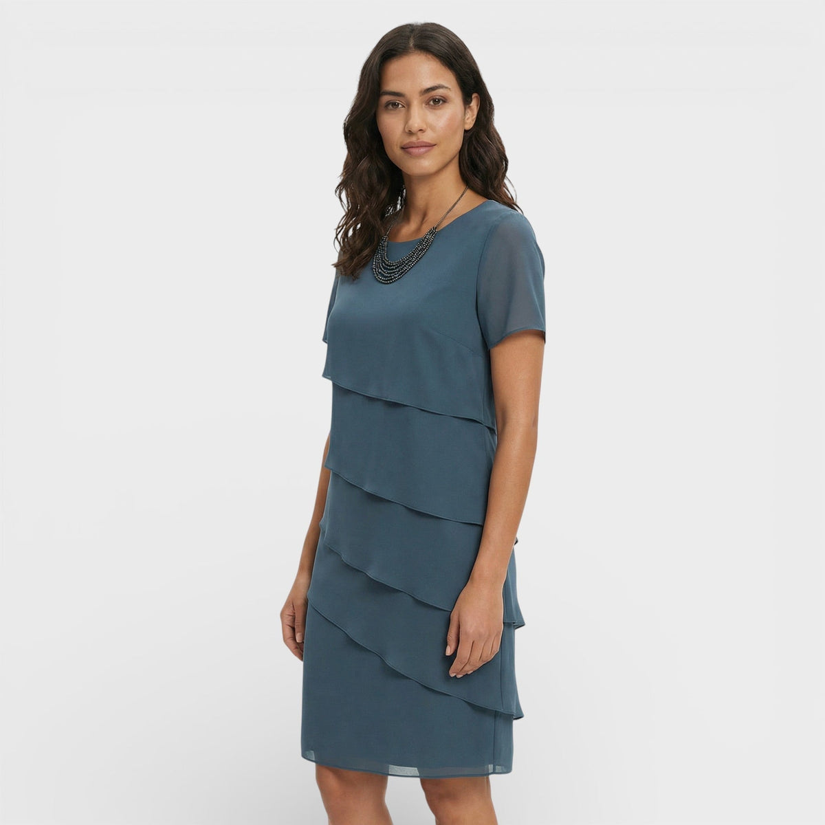 Nuvara | Inmaculada | Vestido Midi con Volantes Mujer Manga Corta