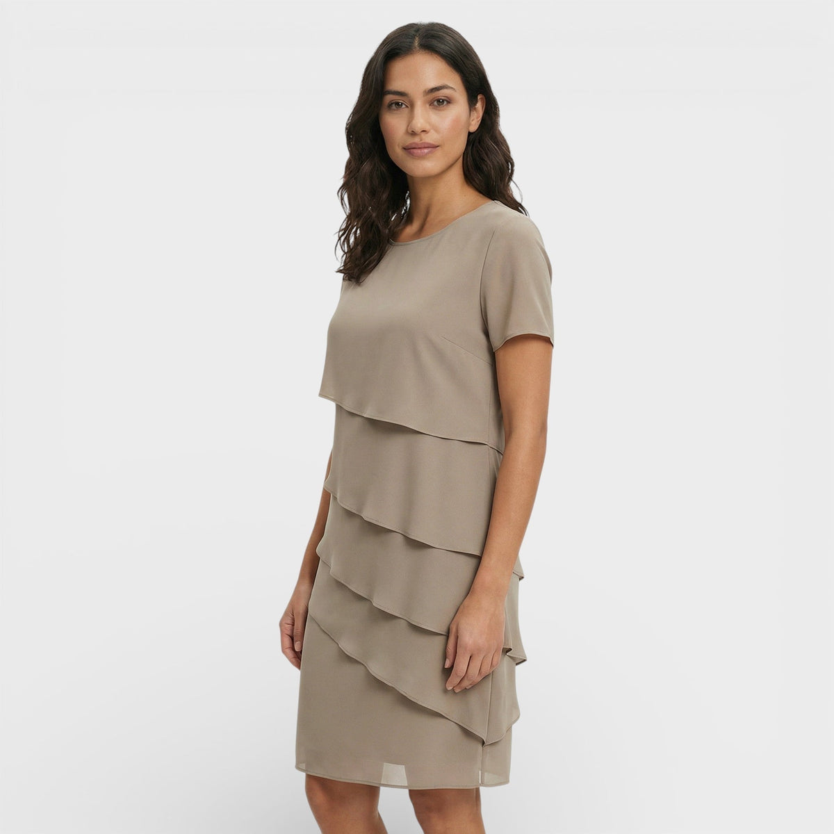 Nuvara | Inmaculada | Vestido Midi con Volantes Mujer Manga Corta