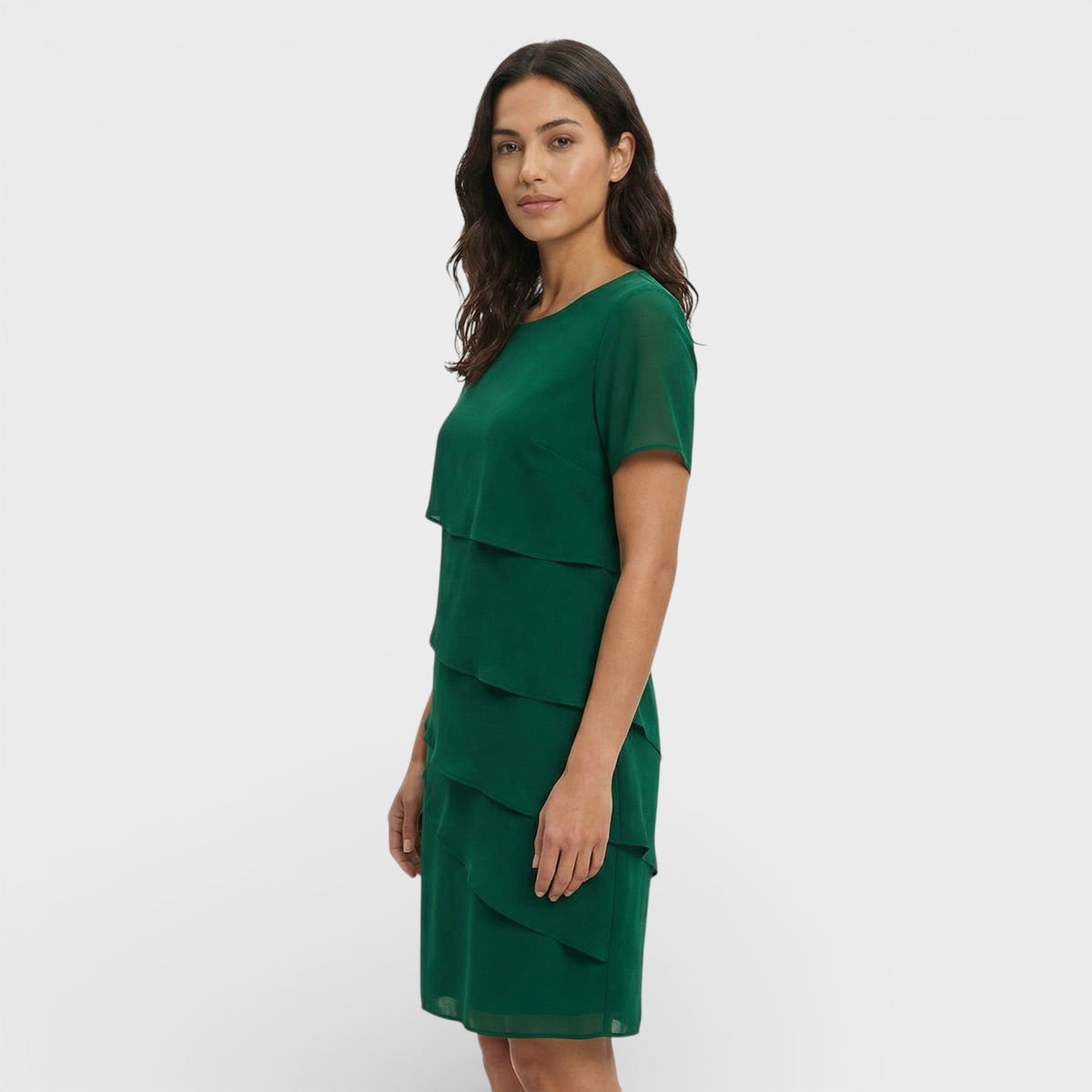 Nuvara | Inmaculada | Vestido Midi con Volantes Mujer Manga Corta