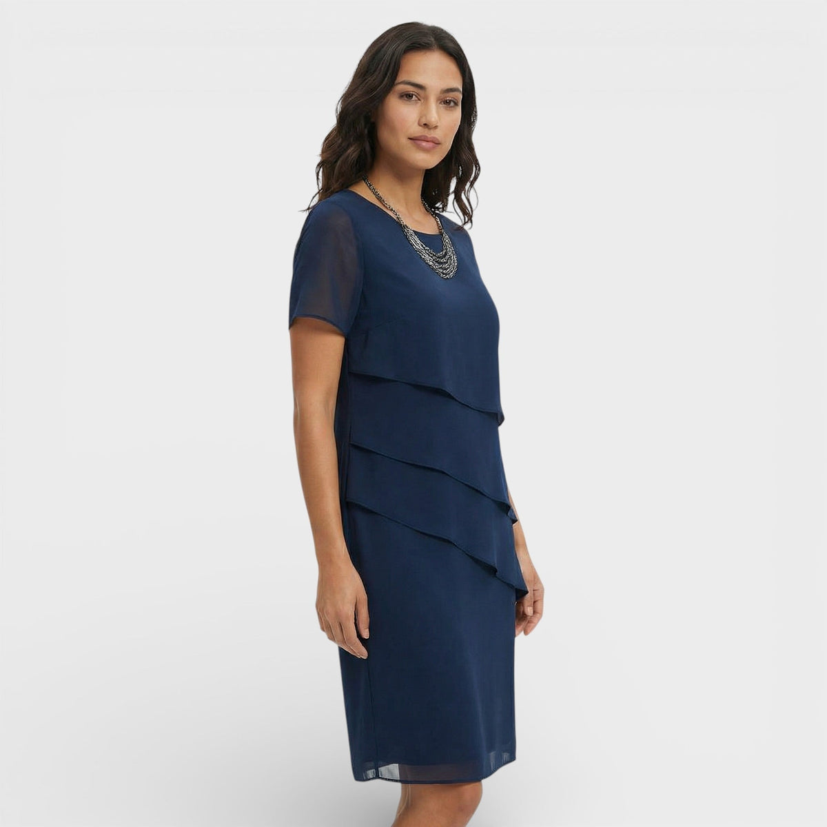 Nuvara | Inmaculada | Vestido Midi con Volantes Mujer Manga Corta