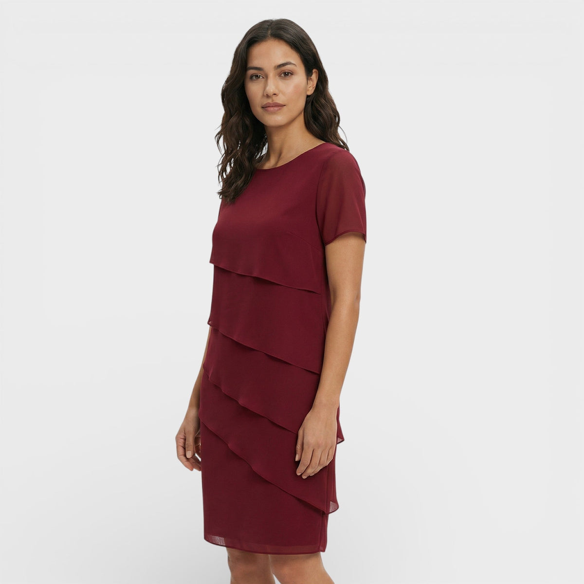 Nuvara | Inmaculada | Vestido Midi con Volantes Mujer Manga Corta