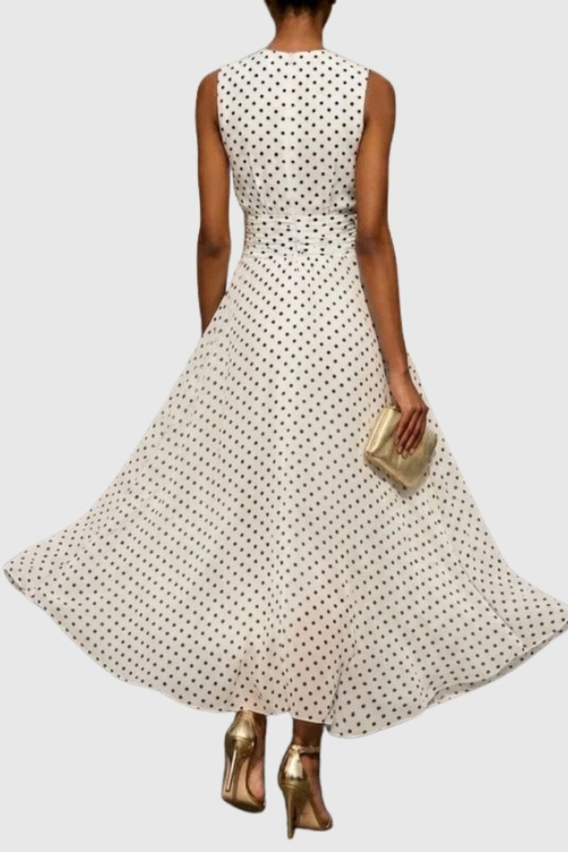 Nuvara | Irene | Vestido Largo Sin Mangas Mujer Cintura Ceñida Volante