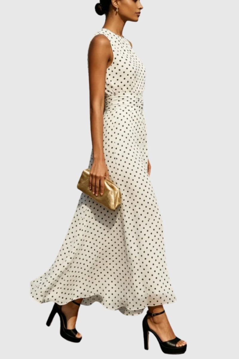 Nuvara | Irene | Vestido Largo Sin Mangas Mujer Cintura Ceñida Volante