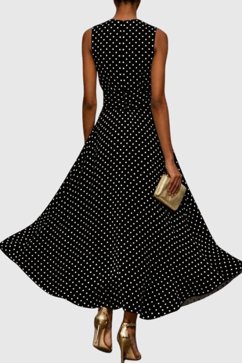 Nuvara | Irene | Vestido Largo Sin Mangas Mujer Cintura Ceñida Volante