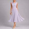 Nuvara | Irene | Vestido Midi Plisado de Invitada Otoño Mujer Sin Mangas