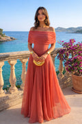 Nuvara | Irene | Vestido Palabra de Honor Largo Mujer Hombros Descubiertos