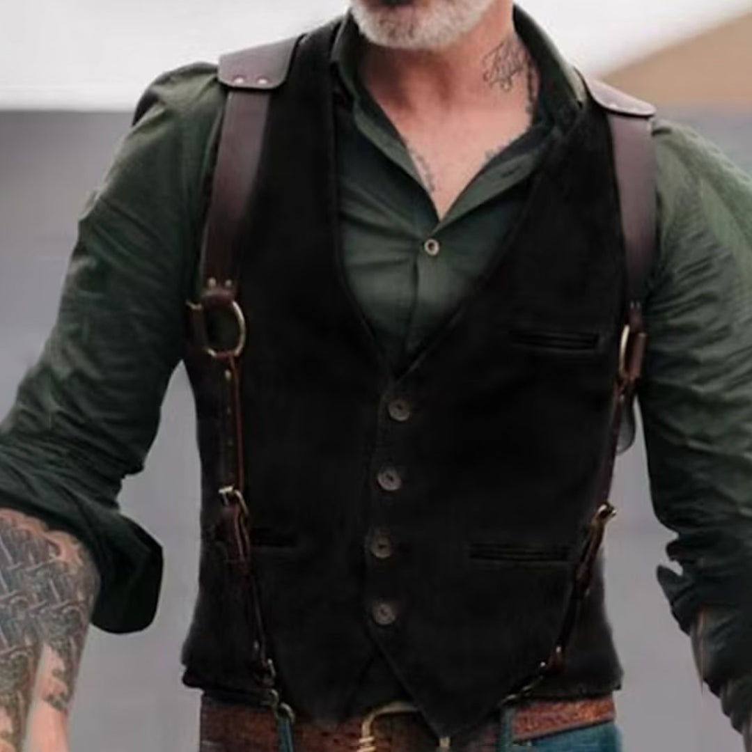 Nuvara | Iván | Chaleco de Tweed Hombre Corte Ajustado Botones