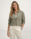 Jimena | Camisa de Lino Cropped Mujer Manga Larga Oversize
