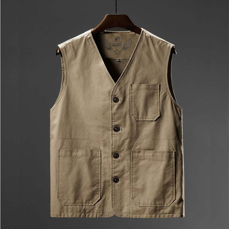 Nuvara | Koldo | Chaleco de Algodón Multi-Bolsillo Hombre Cuello en V