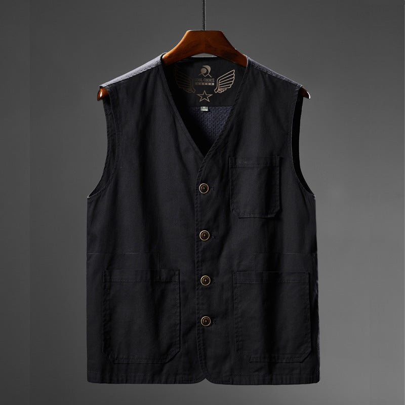 Nuvara | Koldo | Chaleco de Algodón Multi-Bolsillo Hombre Cuello en V