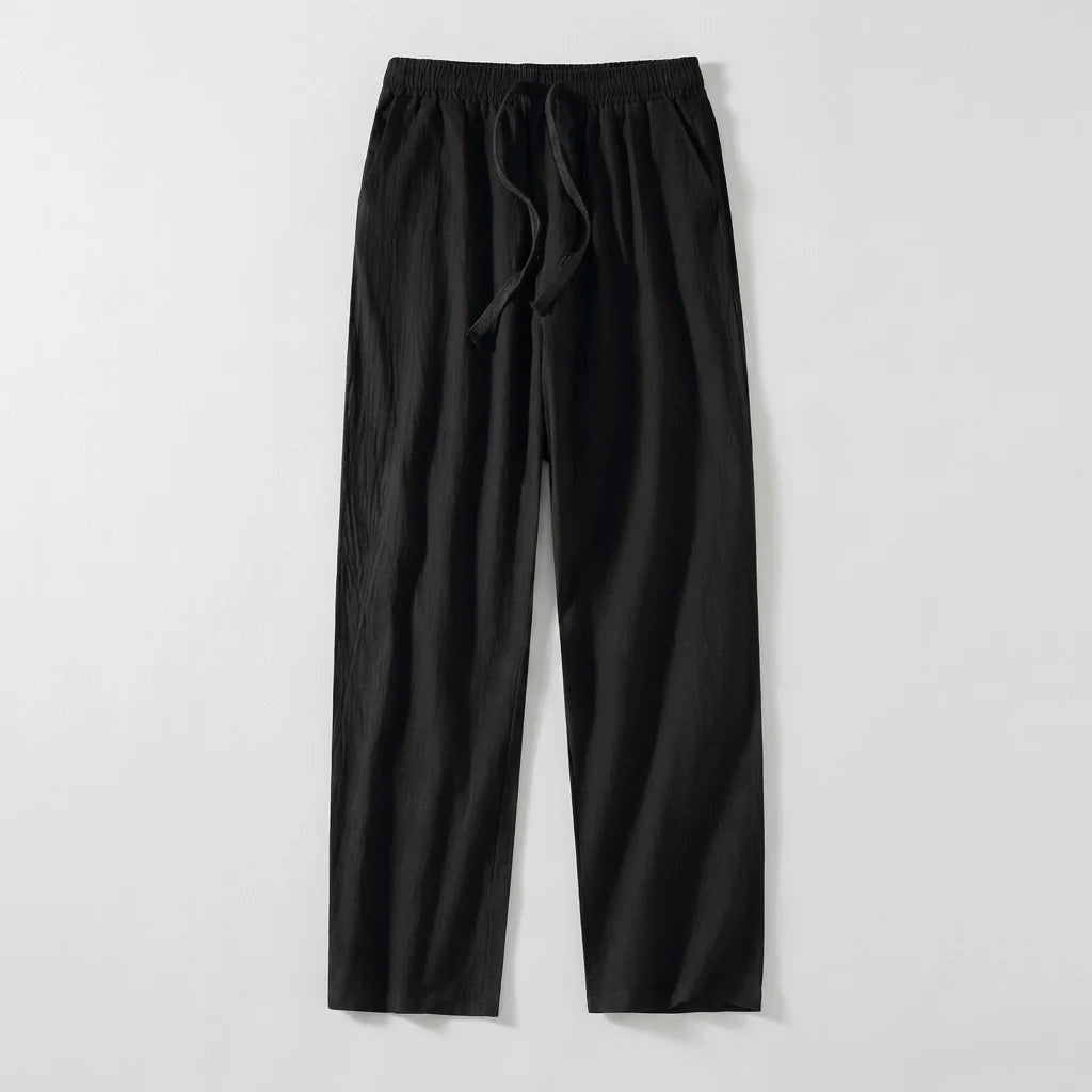Koldo | Pantalón de Algodón Pierna Ancha Hombre Cintura Elástica Cordón