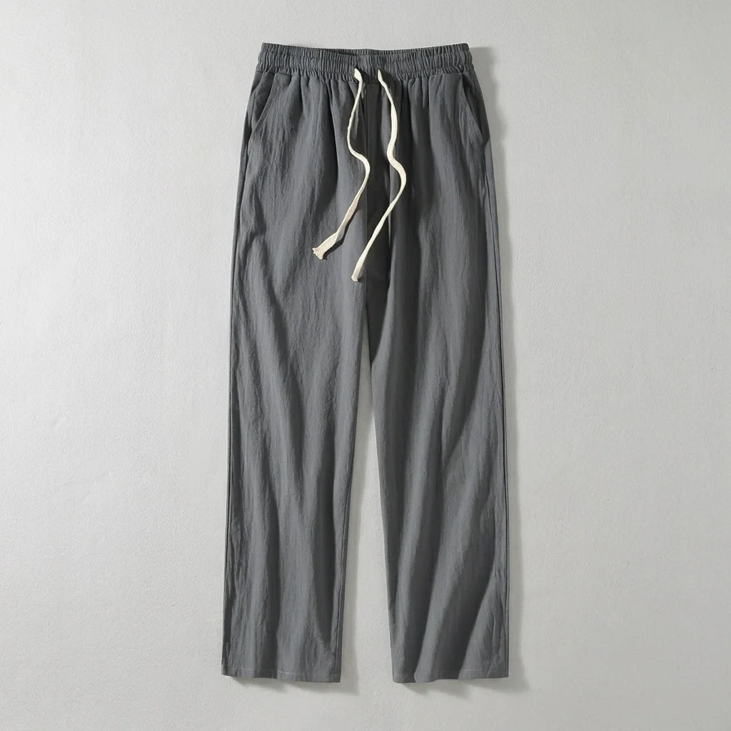 Koldo | Pantalón de Algodón Pierna Ancha Hombre Cintura Elástica Cordón