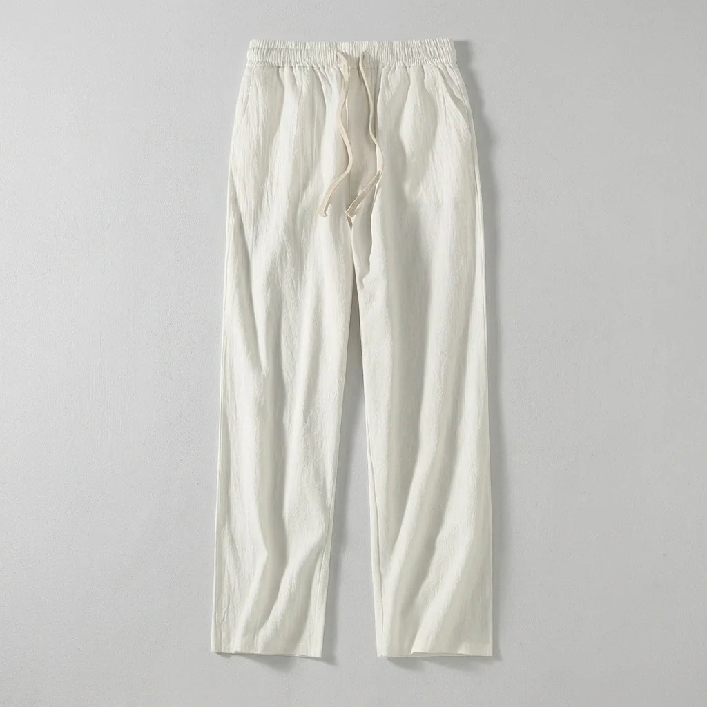 Koldo | Pantalón de Algodón Pierna Ancha Hombre Cintura Elástica Cordón