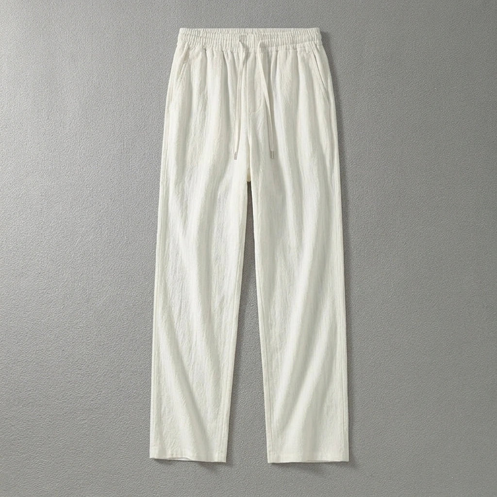 Koldo | Pantalón de Algodón Pierna Ancha Hombre Cintura Elástica Cordón