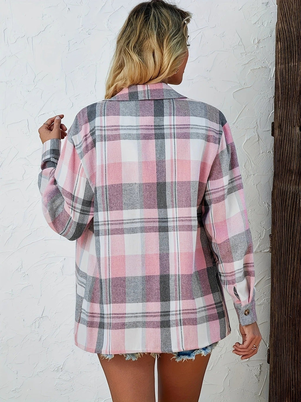 Laia | Camisa de Cuadros Oversize Mujer Manga Larga Bolsillo