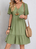 Nuvara | Laia | Vestido Corto con Volantes Mujer Escote V Manga Corta
