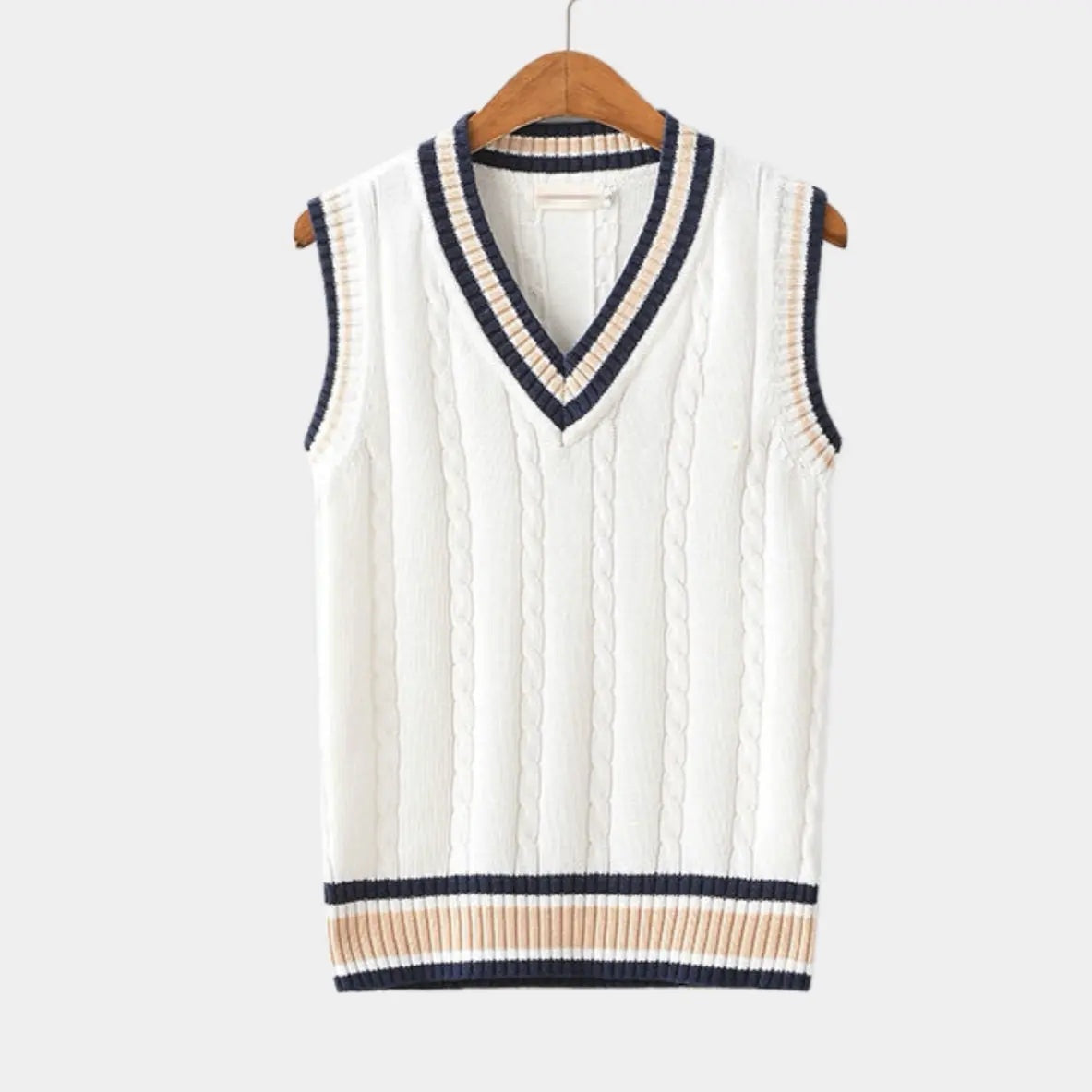 Nuvara | Hugo | Gilet Chaleco de Punto Hombre Cuello V Cable Knit