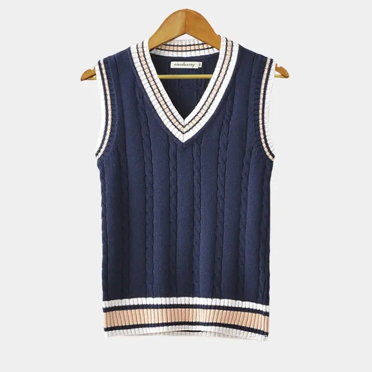 Nuvara | Hugo | Gilet Chaleco de Punto Hombre Cuello V Cable Knit