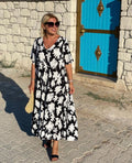 Nuvara | Lola | Vestido Largo Floral Mujer Escote V Manga Corta