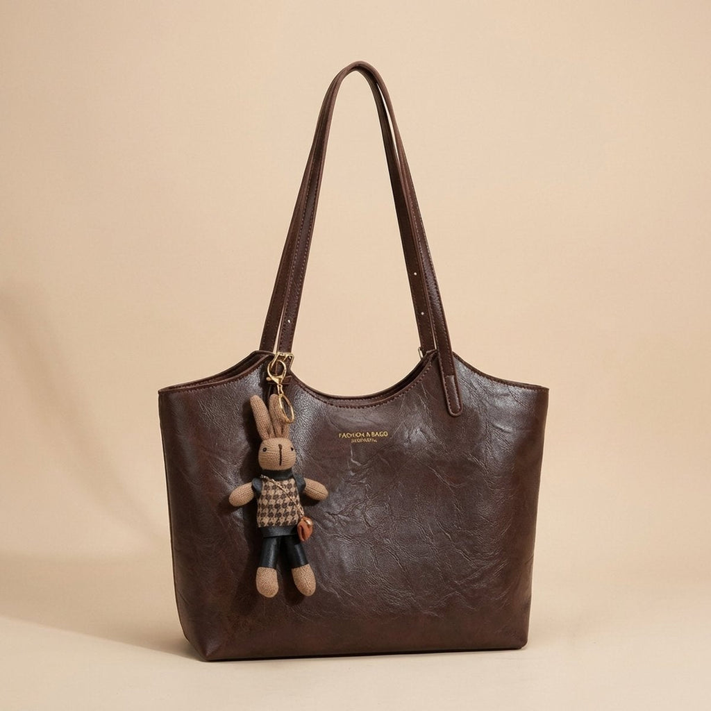 Nuvara | Macarena | Tote Bag de Cuero Vegano Mujer Grande con Colgante