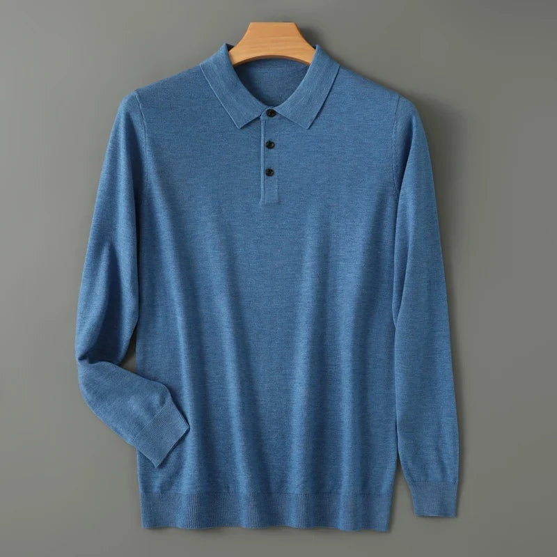 Marcos | Polo de Lana Merino de Manga Larga Hombre Punto Fino