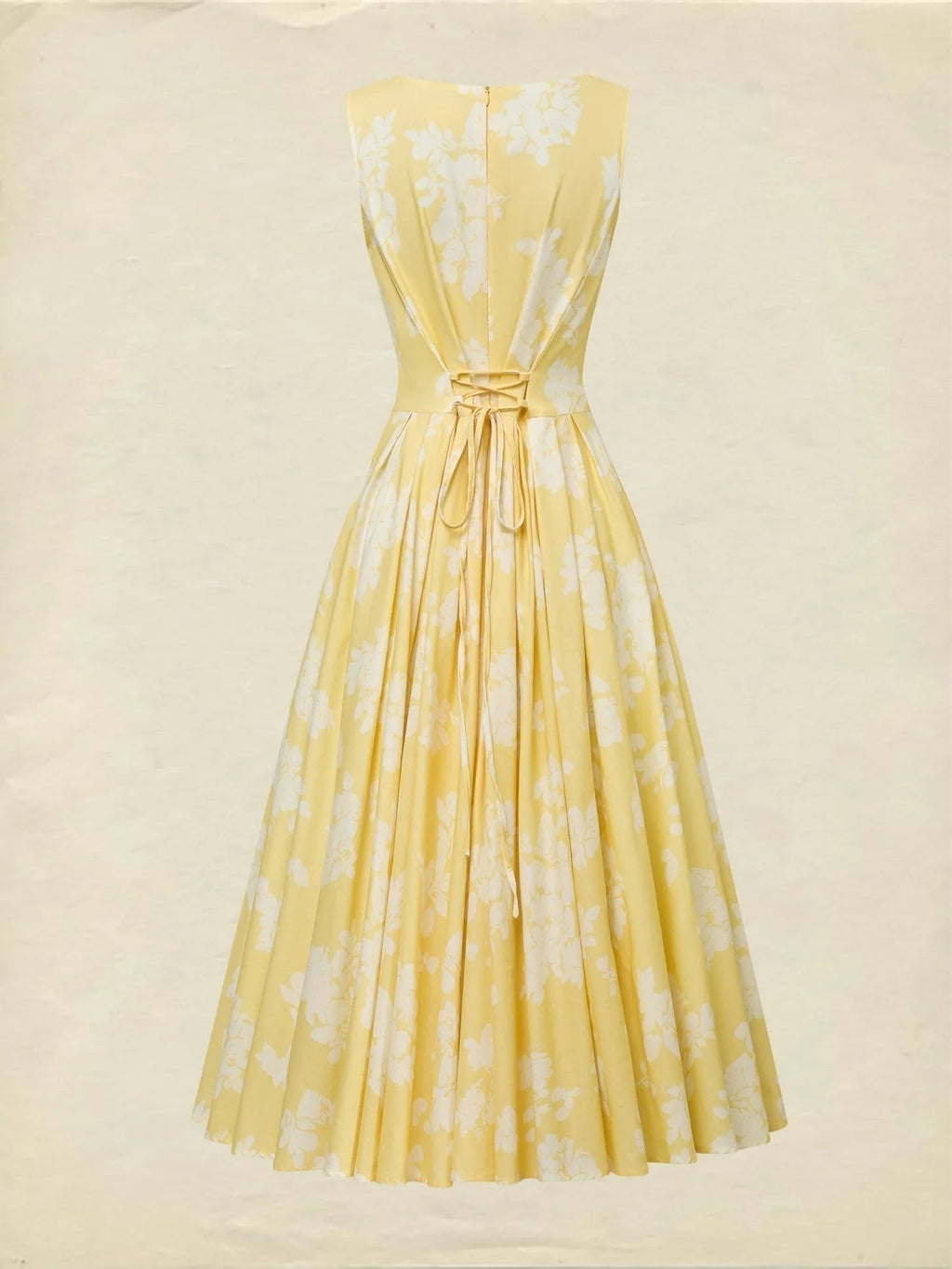 Nuvara | Marina | Vestido Midi Estampado Floral de Invitada Otoño Mujer Sin Mangas Plisado