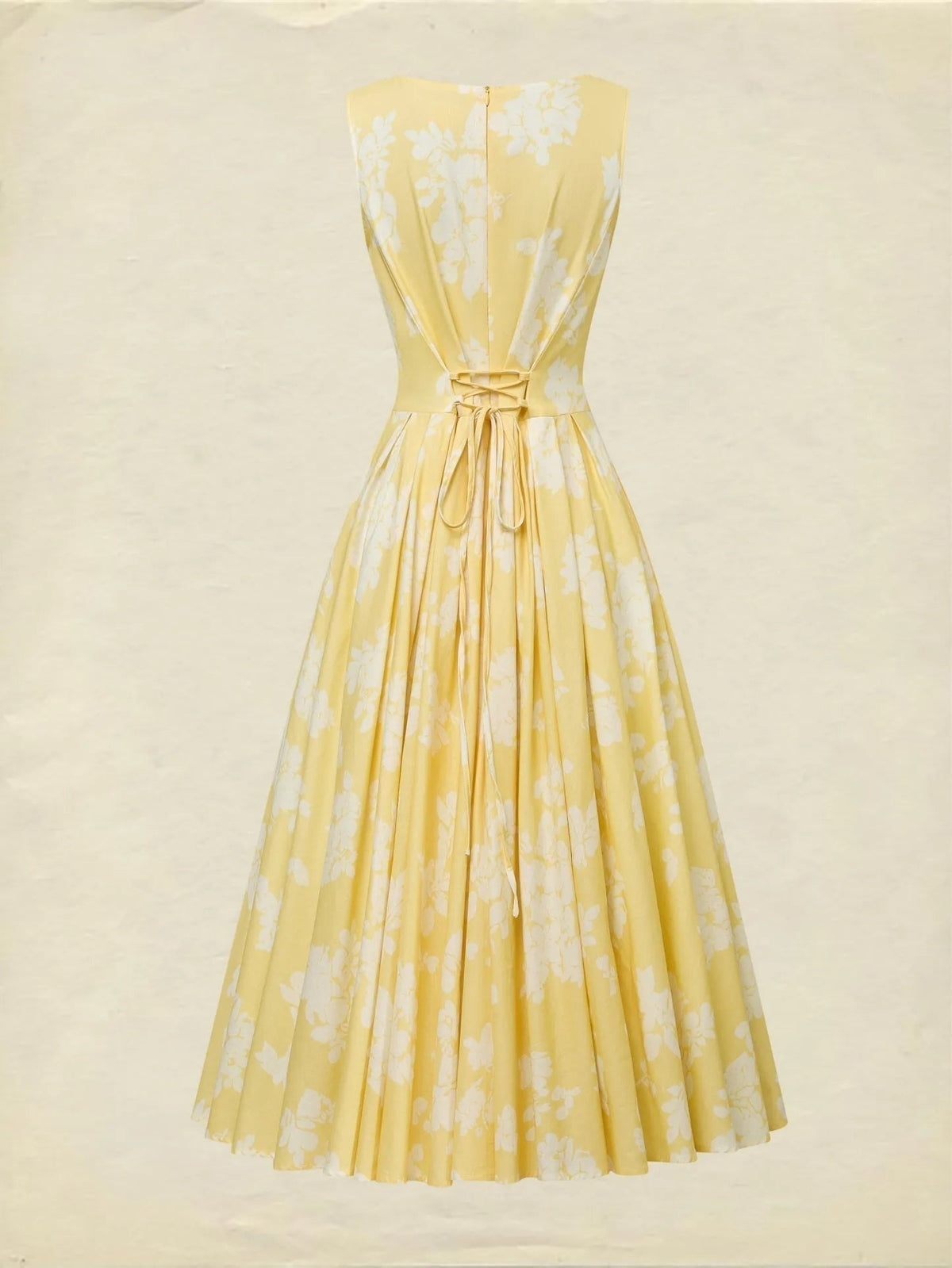 Nuvara | Marina | Vestido Midi Estampado Floral de Invitada Otoño Mujer Sin Mangas Plisado