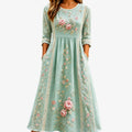 Nuvara | Marisol | Vestido Invitada Otoño Estampado Floral Mujer Midi Manga 3/4