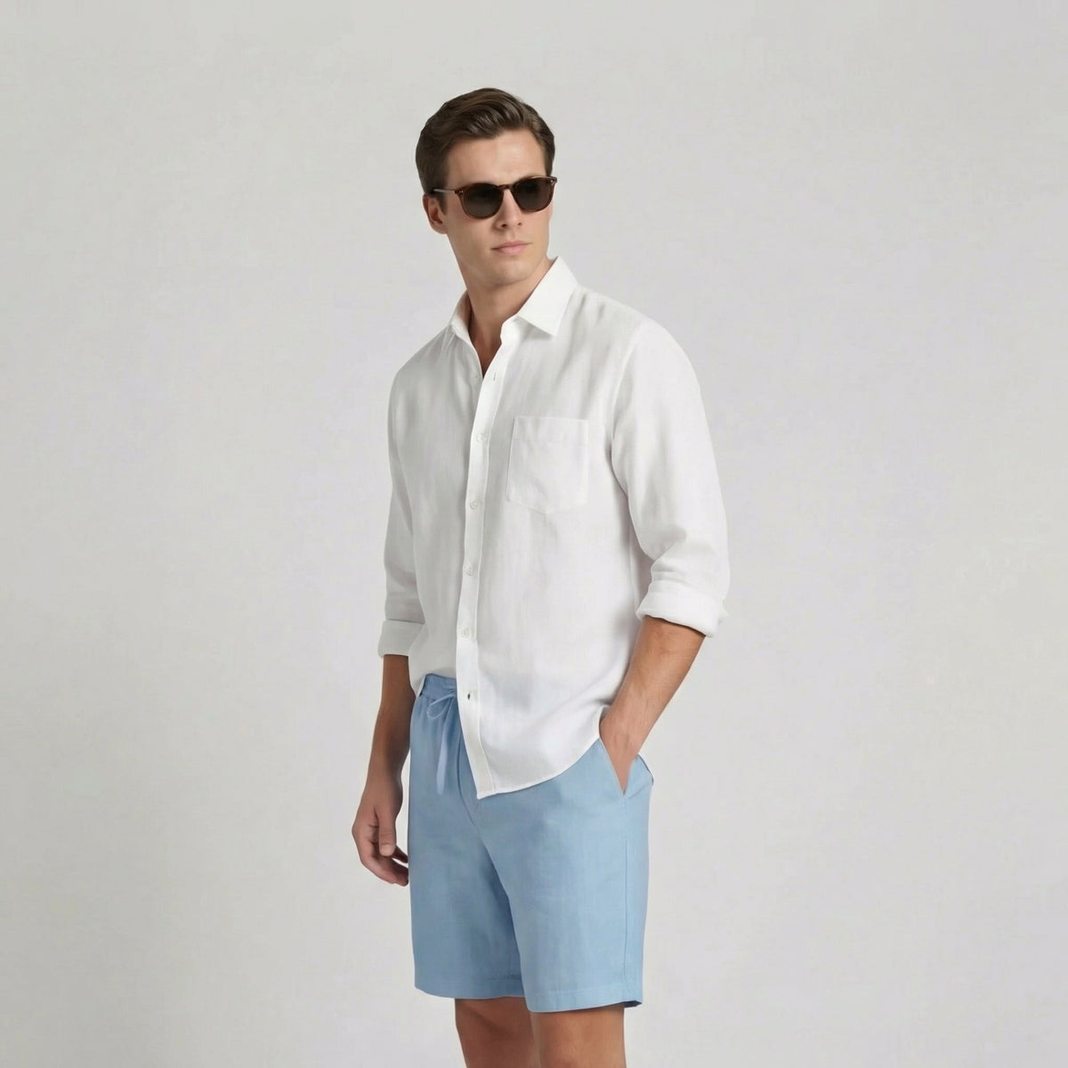 Mateo | Bermudas de Lino Hombre Cintura Elástica Cordón