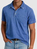 Mateo | Polo de Algodón Denim de Manga Corta Hombre Cuello Clásico