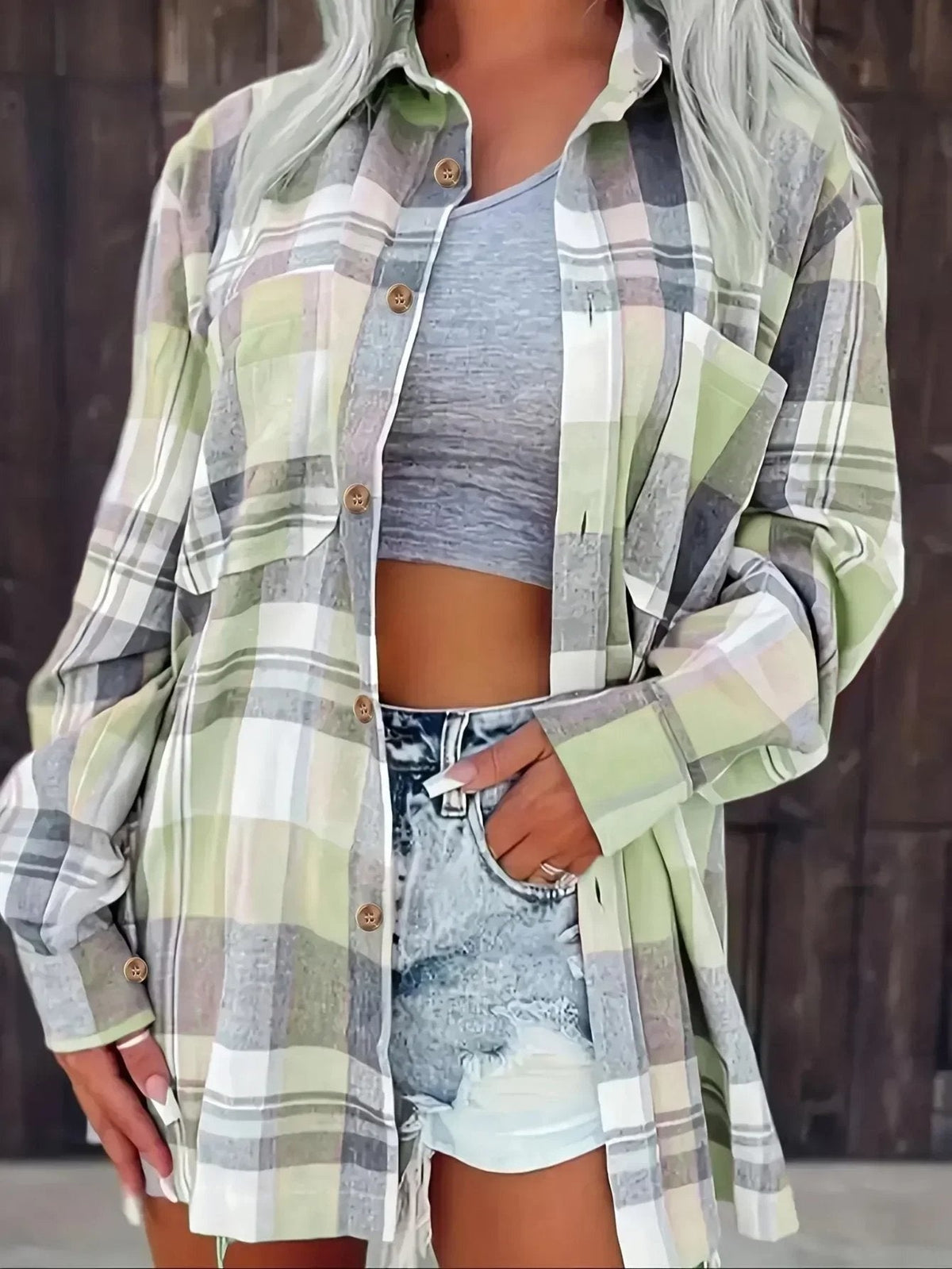 Mencía | Camisa de Cuadros de Manga Larga Mujer Oversized