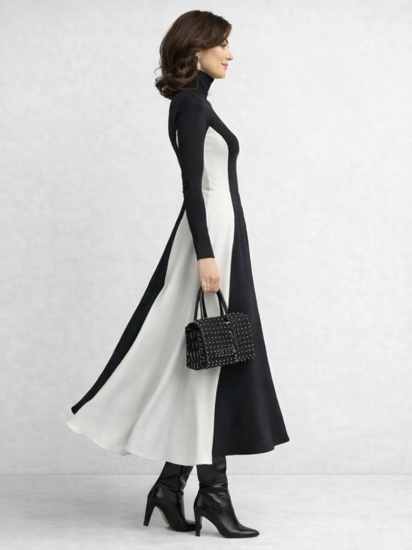 Nuvara | Mencía | Vestido Largo de Invierno Mujer Cuello Alto Manga Larga