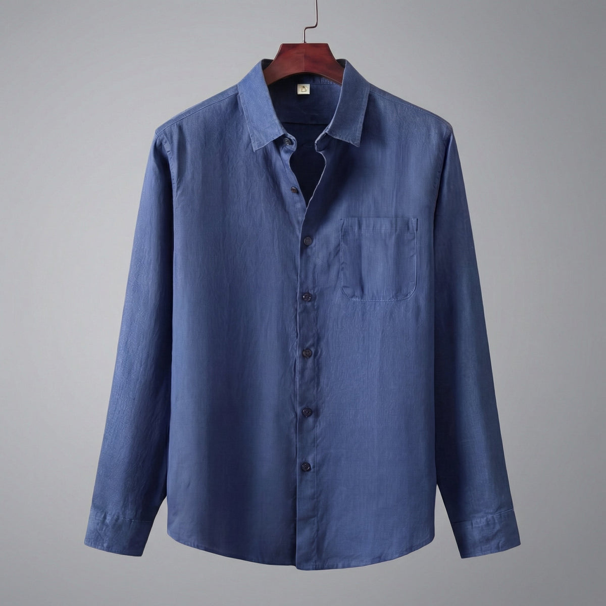 Mikel | Camisa de Lino Manga Larga Hombre Bolsillo Pecho