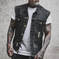 Nuvara | Mikel | Chaleco Vaquero Biker Hombre Botones Dorados