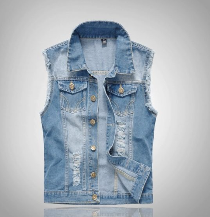 Nuvara | Mikel | Chaleco Vaquero Biker Hombre Botones Dorados