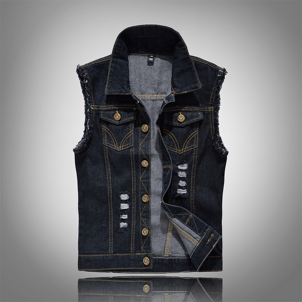 Nuvara | Mikel | Chaleco Vaquero Biker Hombre Botones Dorados