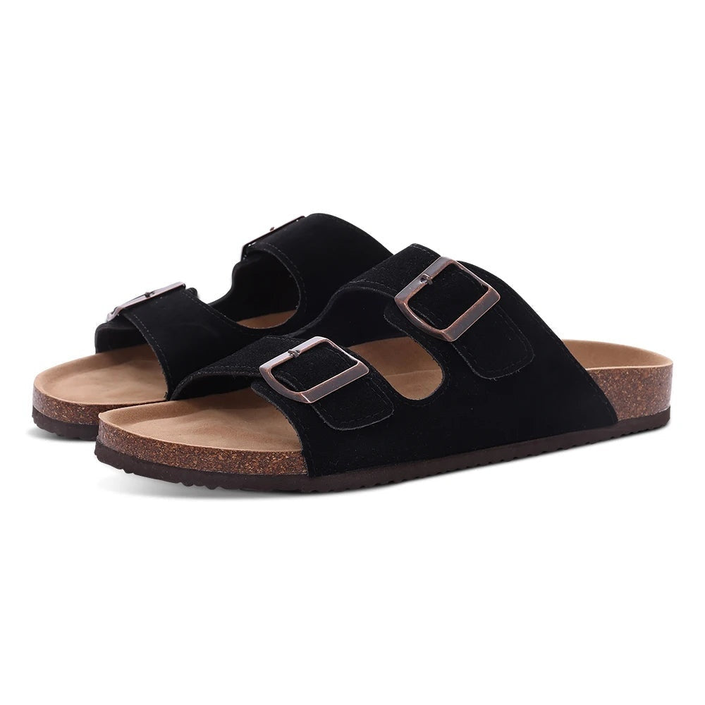 Nuvara Suede Buckle Mules