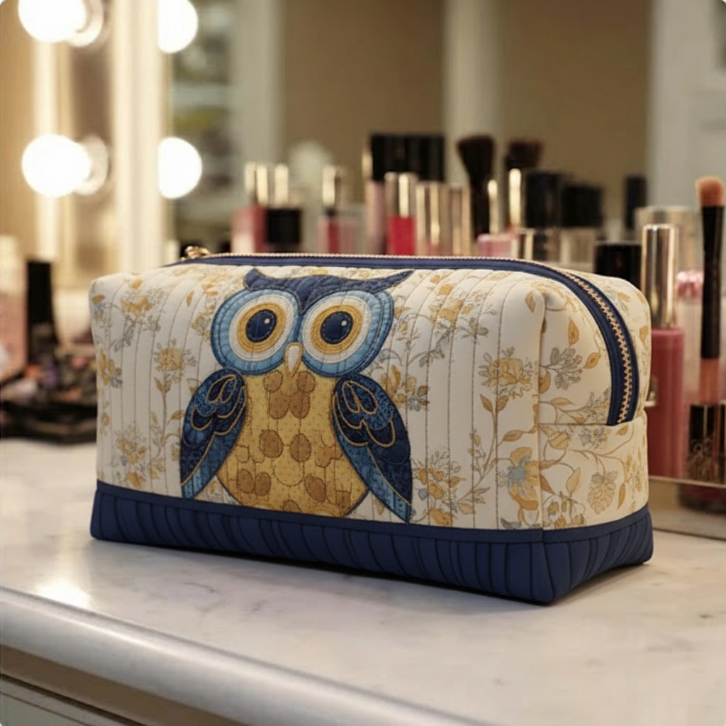 Nuvara | Naia | Bolsa de Maquillaje Acolchada Mujer Estampado Búho