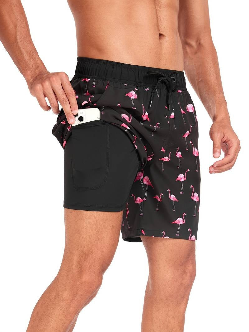 Nicolás | Bañador Shorts Hombre Estampado Flamencos Cintura Elástica